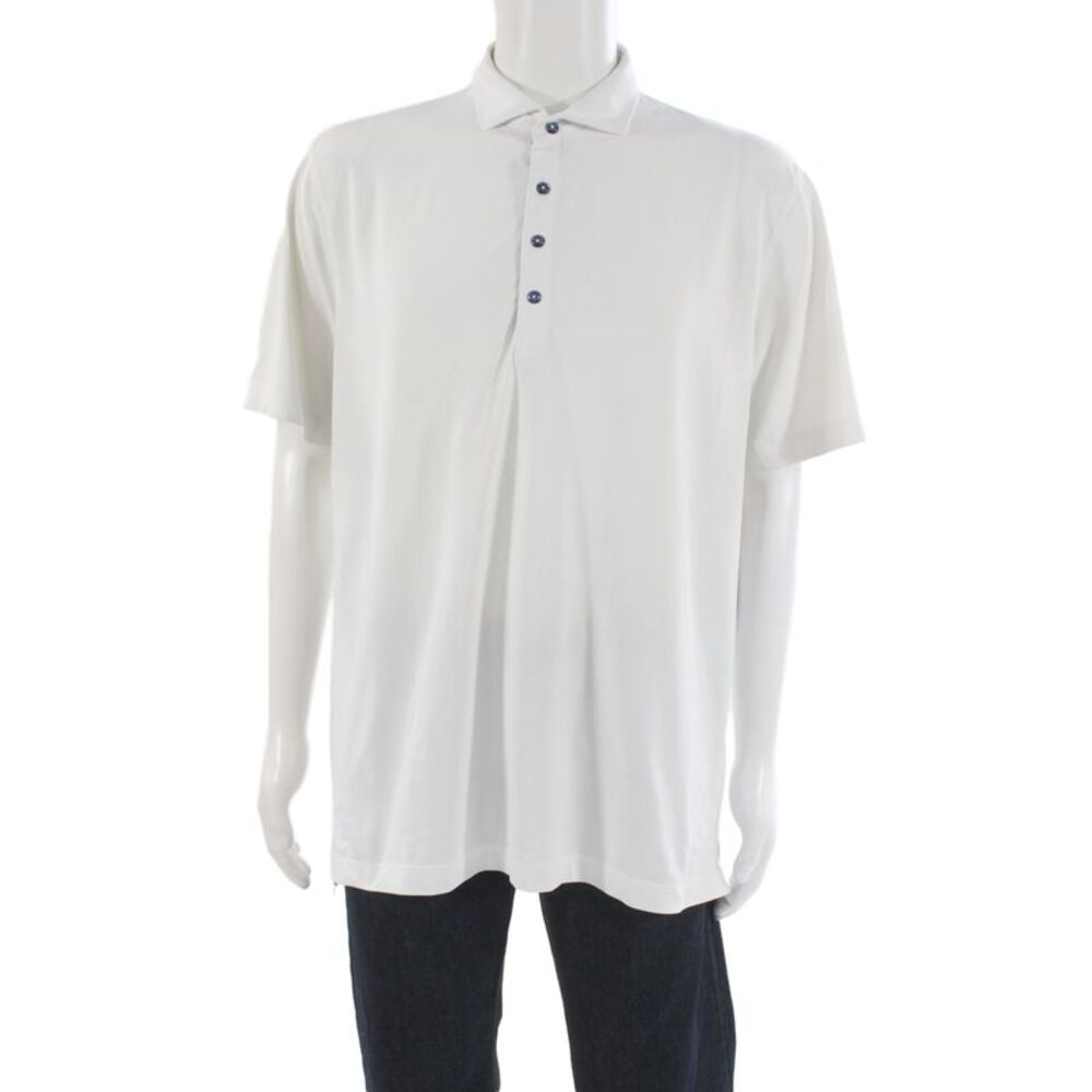 Johnnie-o Mens Short Sleeves Performance Rugby Shirt White Size Large